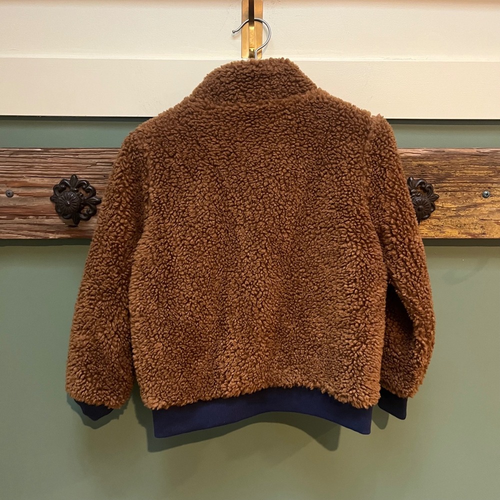 Janie and Jack Kids Brown Sherpa Fleece Quarter Zip Mock Neck Pullover 5-6 - Picture 6 of 6